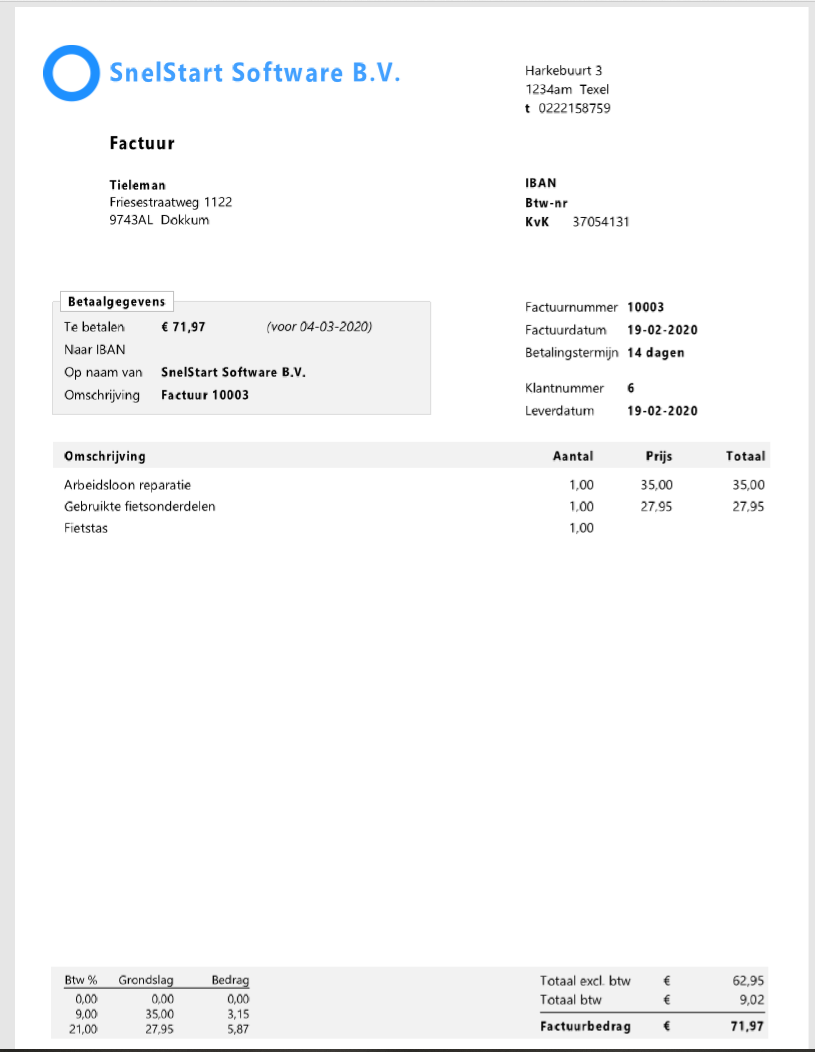 Een factuur maken met hoog en laag btwpercentage